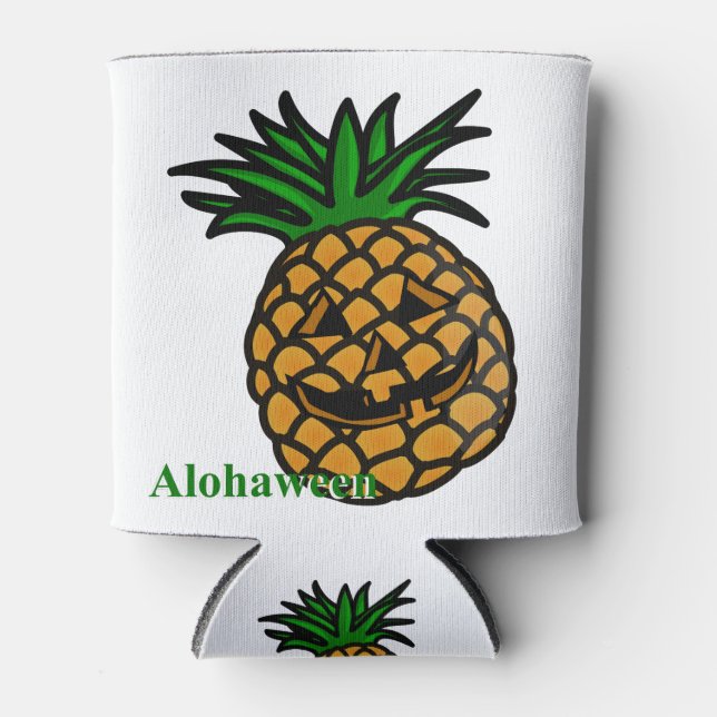 hawaii halloween pineapple alohaween can cooler (Front)