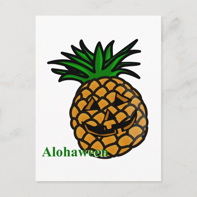 hawaii halloween pineapple alohaween invitation postcard (Front)