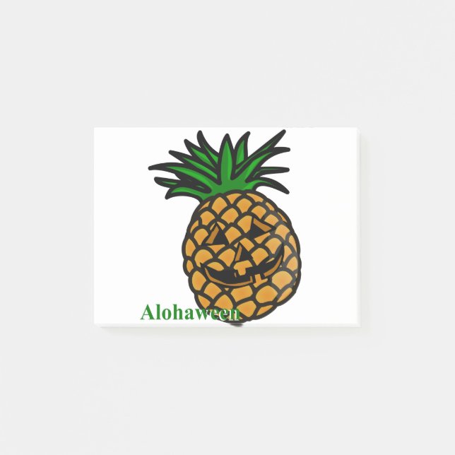hawaii halloween pineapple alohaween post-it notes (Front)