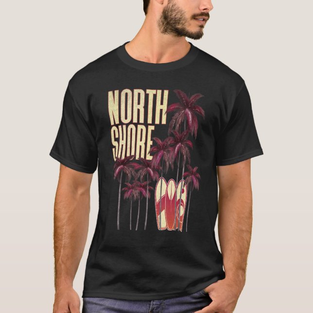 Hawaii Hawaiian Island North Shore Surfboard Vinta T-Shirt (Front)