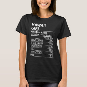 Hawaii HI Girl Nutrition Facts Women USA State T-Shirt