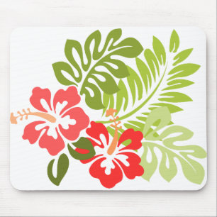 Hawaii Hibiscus Flora Floral Flowers Blossoms Mouse Pad