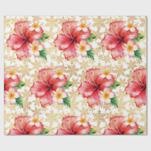 Hawaii Hibiscus Flower Christmas themed Wrapping Paper