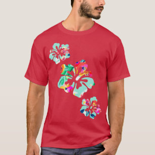 Hawaii Hibiscus Flower Hawaiian Surfer Style Vinta T-Shirt