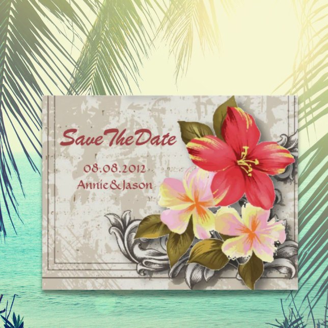 hawaii hibiscus tropical wedding save the date announcement postcard (hawaii hibiscus tropical wedding save the date announcement postcard)
