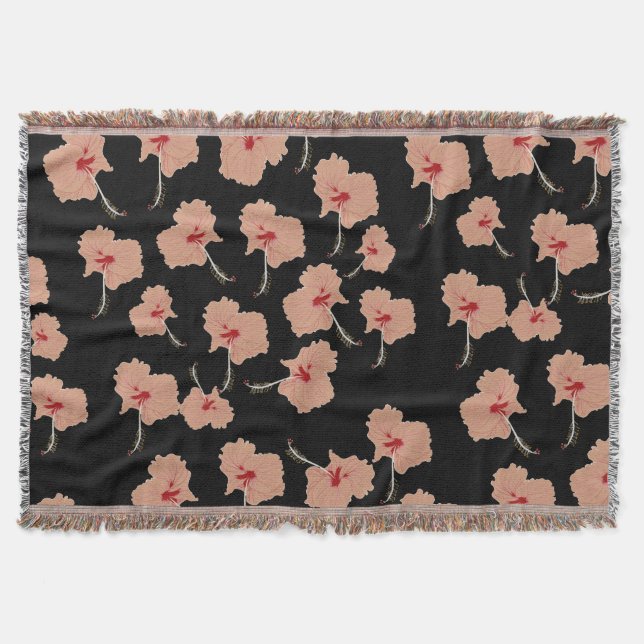 Hawaii Hibsicsus Flowers Throw Blanket (Front)