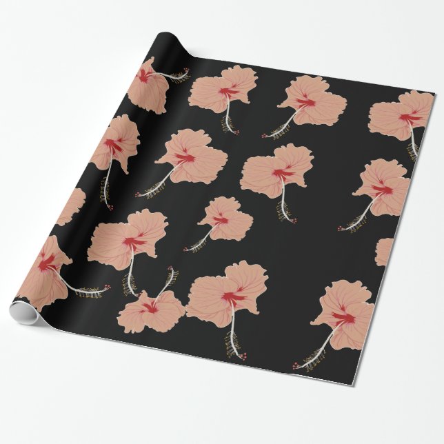 Hawaii Hibsicsus Flowers Wrapping Paper (Unrolled)