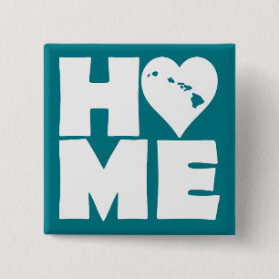Hawaii Home Heart State Button Badge Pin