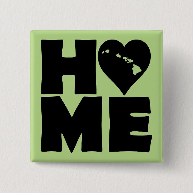 Hawaii Home Heart State Button Badge Pin (Front)