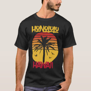 Hawaii Honolulu Palm trees Ocean Surfing T-Shirt