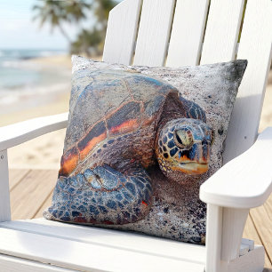 Hawaii Honu Sea Turtle Beach Photo Simple Modern Cushion