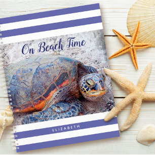 Hawaii Honu Sea Turtle Purple On Beach Time Script Notebook