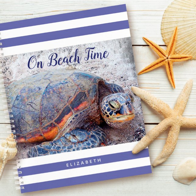 Hawaii Honu Sea Turtle Purple On Beach Time Script Notebook (Creator Uploaded)