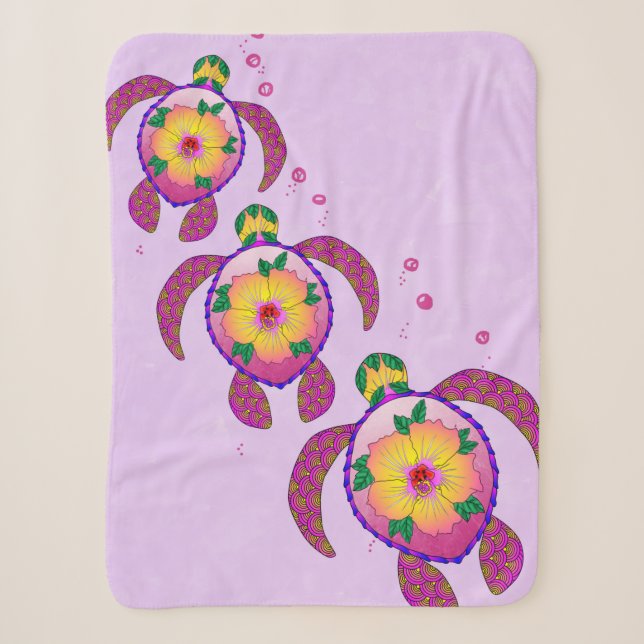 Hawaii Honu Sea Turtles Sherpa Blanket (Front)