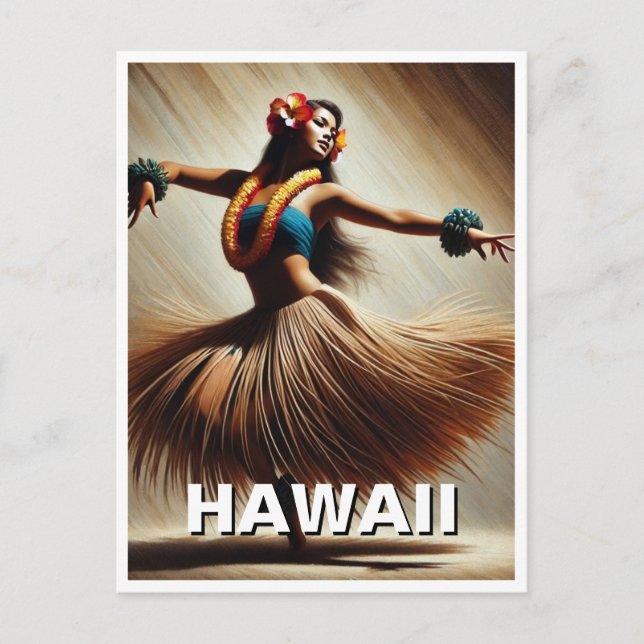 Hawaii Hula Dancer Travel Postcard (Front)