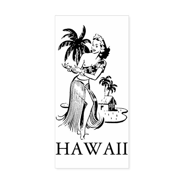 HAWAII HULA DANCER TRAVEL Rubber Stamp (Imprint)