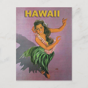 Hawaii, Hula girl traditional dance,vintage travel Postcard