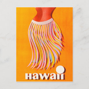 Hawaii, hula girl, vintage travel postcard