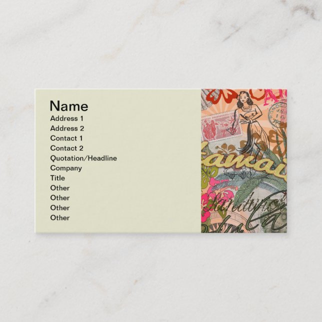 Hawaii Hula Travel Flower Vintage Business Card (Front)