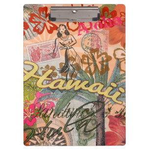 Hawaii Hula Travel Flower Vintage Clipboard