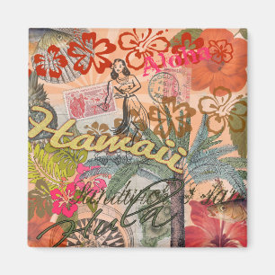 Hawaii Hula Travel Flower Vintage Magnet