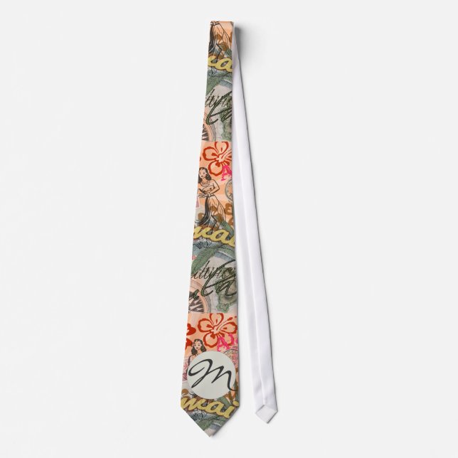 Hawaii Hula Travel Flower Vintage Tie (Front)
