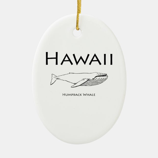 Hawaii Humpback Whale Ceramic Tree Decoration (Front)