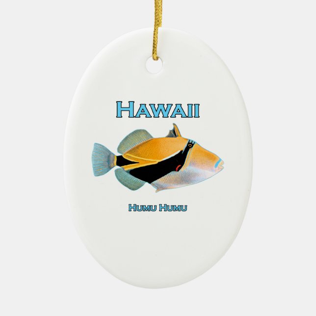 Hawaii Humu Humu Fish Ceramic Tree Decoration (Front)