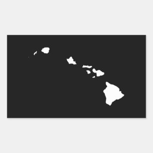 Hawaii in White and Black Rectangular Sticker