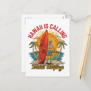 Hawaii Is Calling Maui Surfing Island Vibes  Holiday Postcard