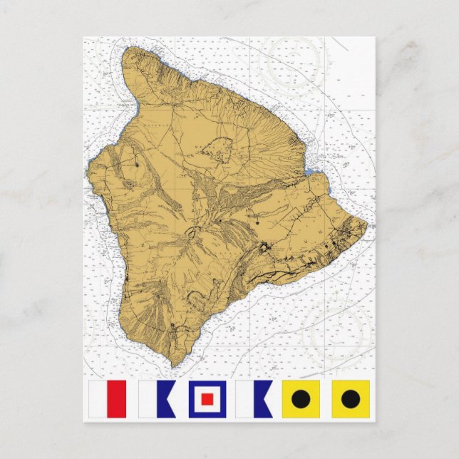 Hawaii Island nautical chart postcard (Front)