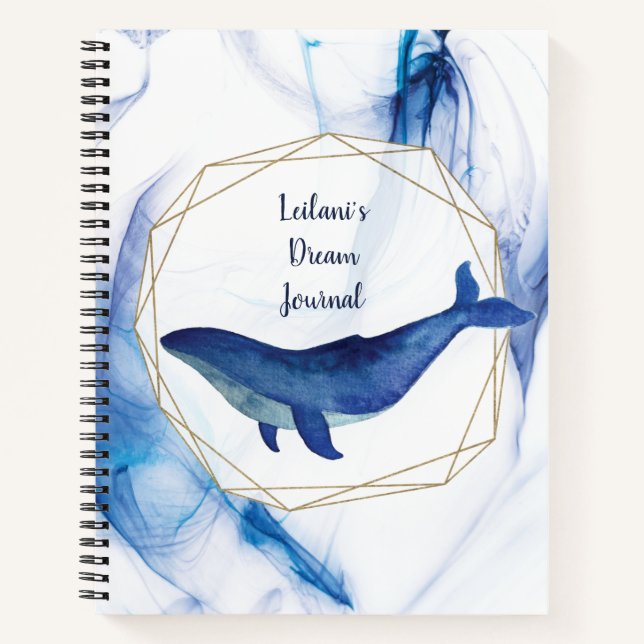 Hawaii Island Ocean Whale Monogram Dream Journal (Front)