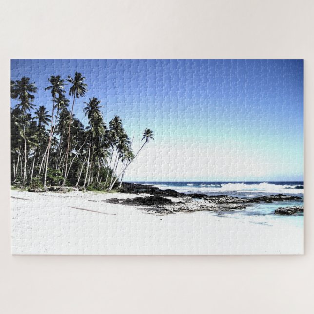 Hawaii Island Travel Beach Palm Trees Scenic Jigsaw Puzzle (Horizontal)