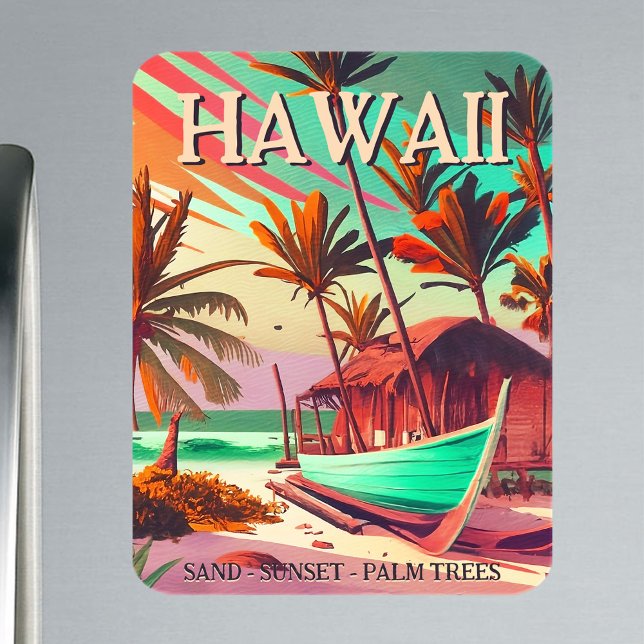 Hawaii island tropical sunset palm tree Souvenirs Magnet (Creator Uploaded)