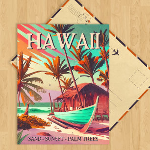 Hawaii island tropical sunset palm tree Souvenirs Postcard