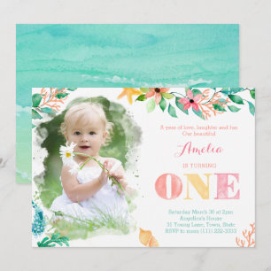 Hawaii Islands 1st Birthday Party for Girl Invitation