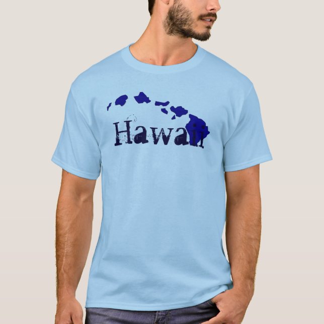 Hawaii islands blue theme guys tee (Front)