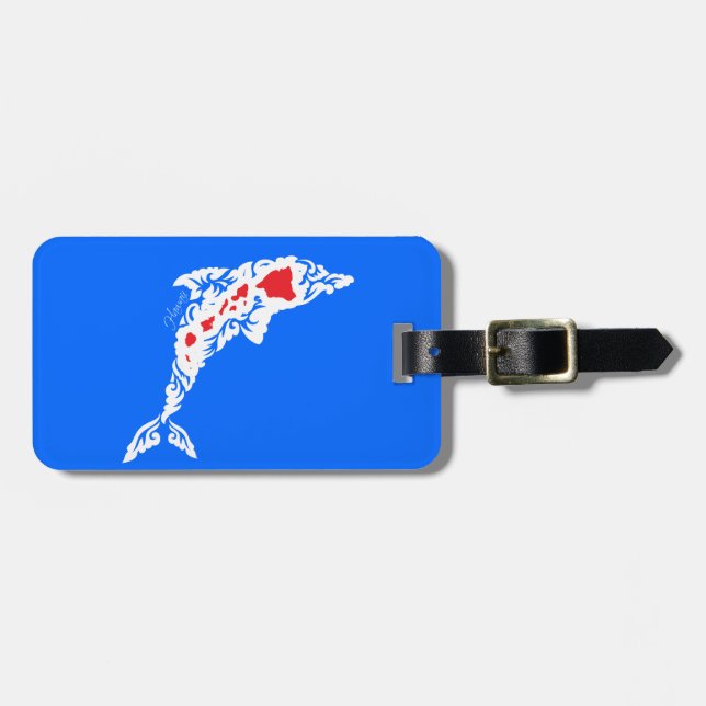 Hawaii Islands Dolphin Luggage Tag (Front Horizontal)