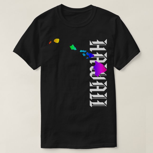 HAWAII ISLANDS NEON RAINBOW T-Shirt (Design Front)
