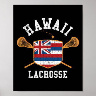 Hawaii Lacrosse Vintage Aloha State Flag Lax Tee  Poster