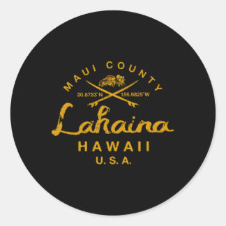 Hawaii Lahaina Maui Surfing Classic Round Sticker