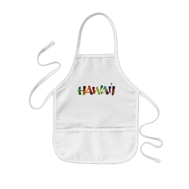 Hawai'i Lettering Bright Hawaiian Luau Cook hawaii Kids Apron (Front)