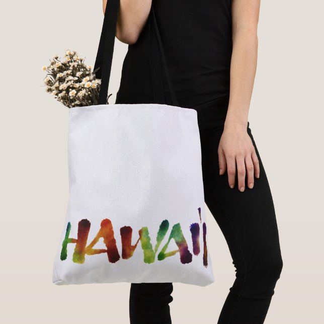 Hawai'i Lettering - Colourful Hawaii Beach Fun Tote Bag (Close Up)