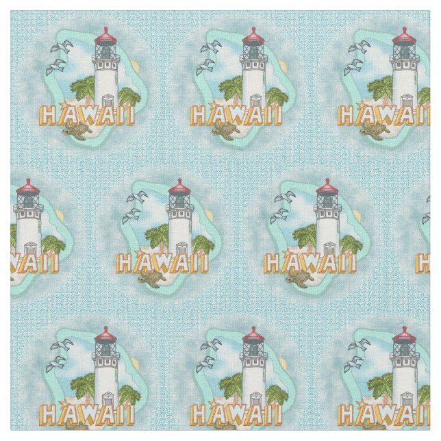 Hawaii Lighthouse Fabric (Close Up)