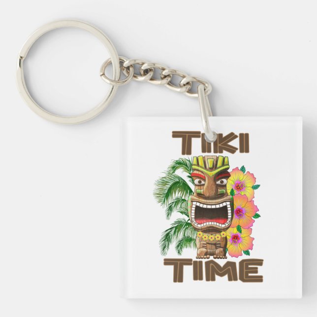 Hawaii Luau Tiki Time Key Ring (Front)