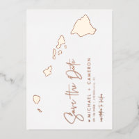 Hawaii Map Minimalist Save The Date Rose Gold