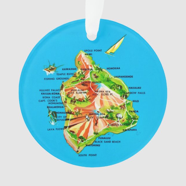 Hawaii Map  Ornament (Front)