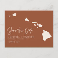 Hawaii Map Terracotta Save the Date
