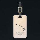 Hawaii Map Wedding Luggage Tag, Couple's Name Luggage Tag<br><div class="desc">These state luggage tags make the perfect wedding gift tags or welcome bag tags. Tie it to your gift instead of a typical paper gift tag, and they can use it for months and years to come. Tags have a peach apricot watercolor background. To place the heart at the wedding...</div>