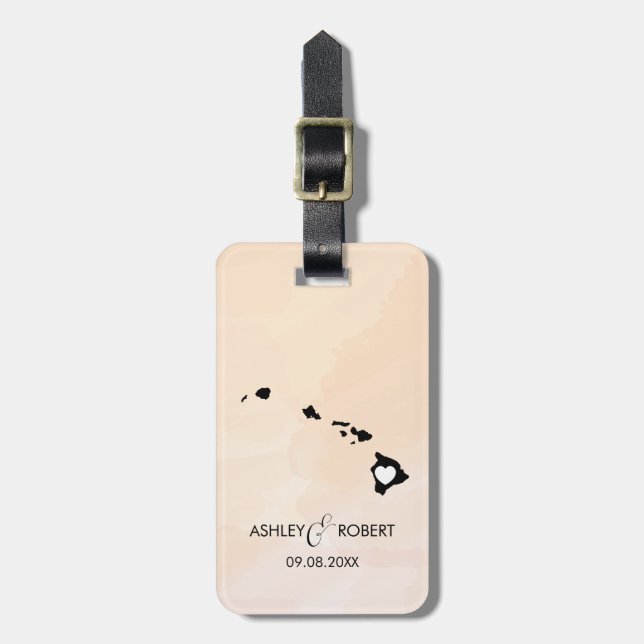 Hawaii Map Wedding Luggage Tag, Couple's Name Tag (Front Vertical)